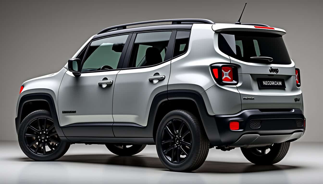 Véhicule utilitaire Jeep Renegade coloris blanc, vue latérale arrière, service d'enlèvement de véhicules accidentés par Epaviste Nord.