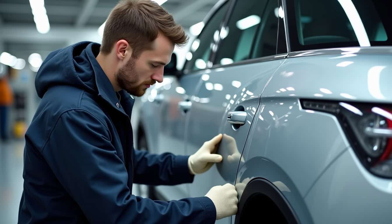 Mécanicien en train d’inspecter une Citroën DS5 lors d’un contrôle pré-achat
