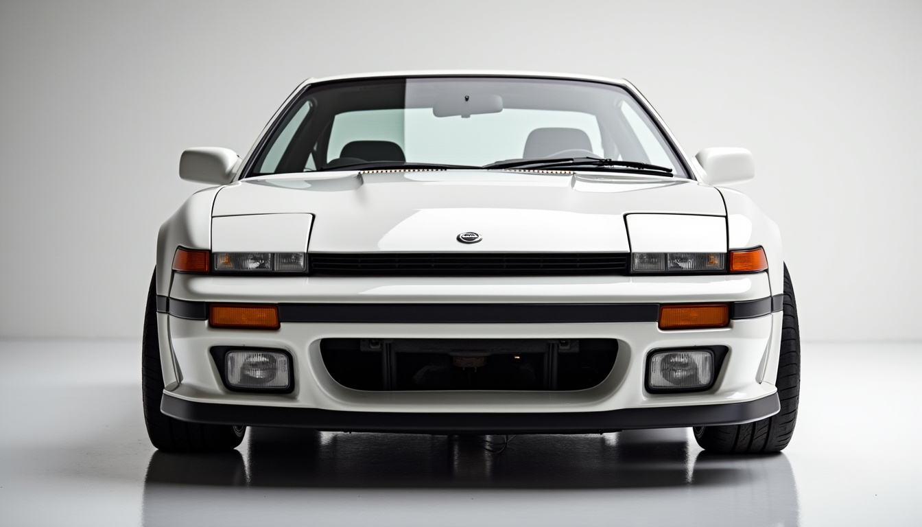 Nissan 240SX S14 Zenki en version coupé, vue de face montrant les phares fixes arrondis et la calandre simple