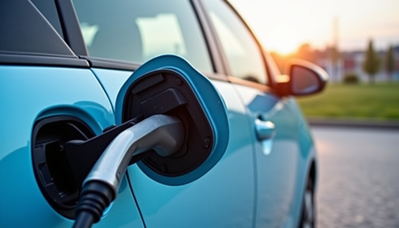 Peugeot 208 électrique en charge sur une borne de recharge publique