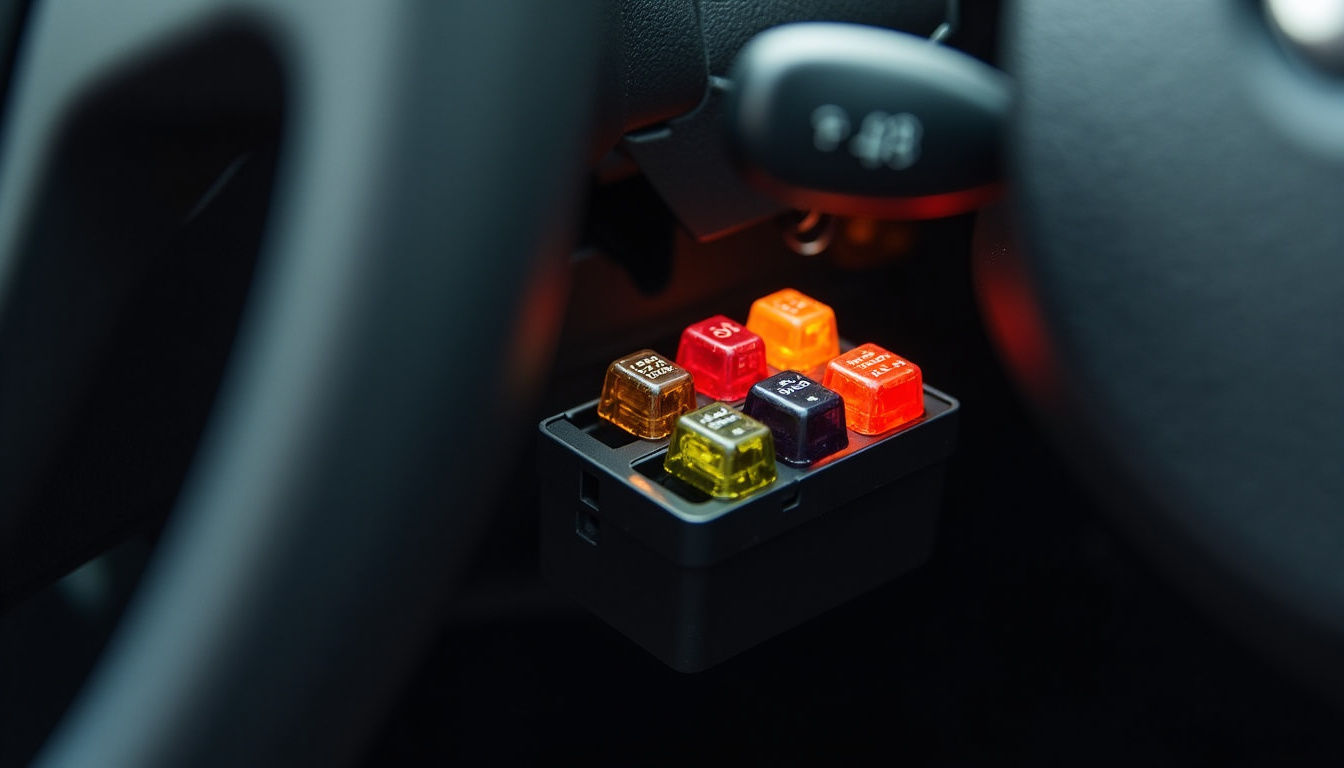 Boîtier de fusibles sous le volant de la Mégane 3