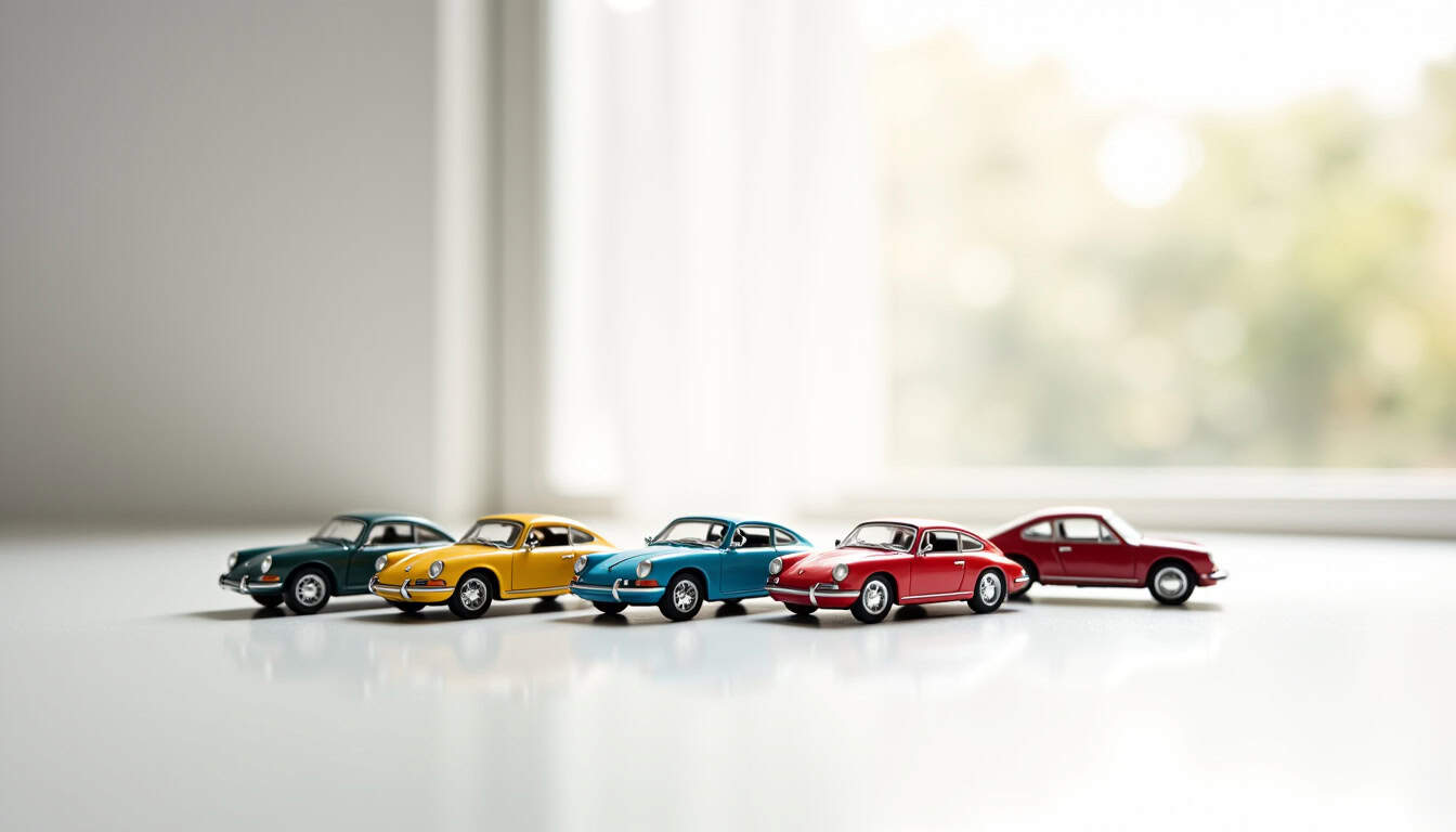 Collection de différentes miniatures Porsche Cayman à l