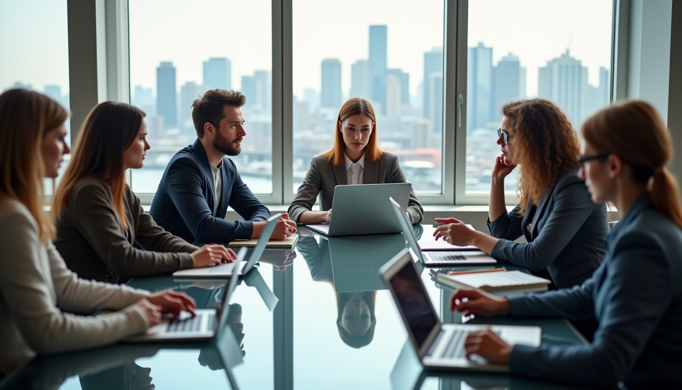 Équipe en réunion de projet, discutant autour d