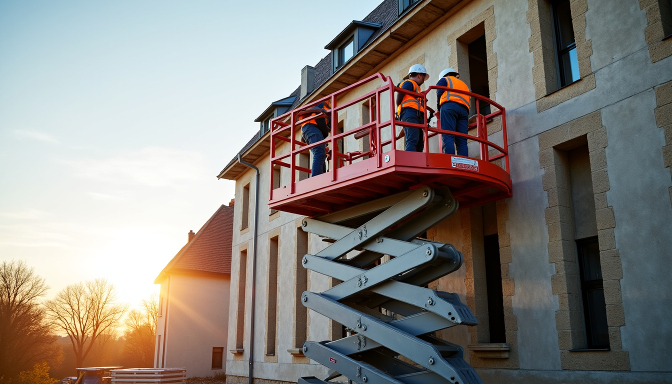 Nacelle ciseau électrique en action lors de la reconstruction d
